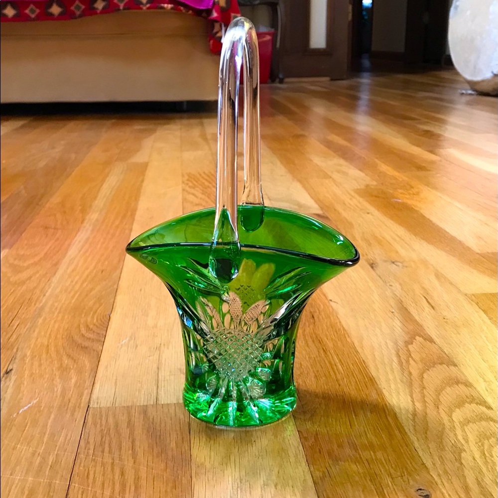 Hand cut crystal basket